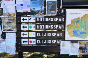 Skatås motionsspår with different routes marked with colours